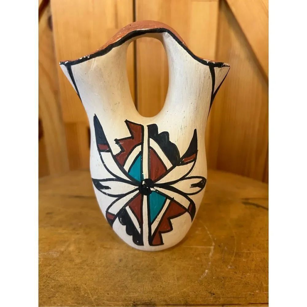 Jemez Pueblo Pottery Wedding Vase Native American New Mexico  (8229)